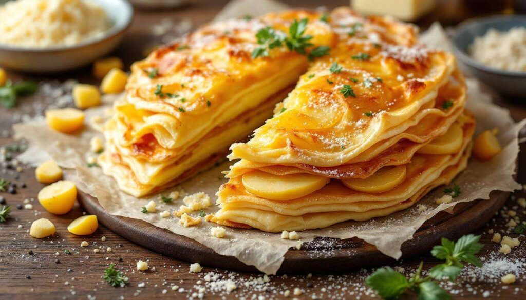 Millefoglie di patate e provola: torta salata a strati con crosta croccante