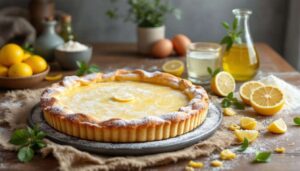 Crostata beneventana al limone: frolla all’olio e cuore cremoso con savoiardi