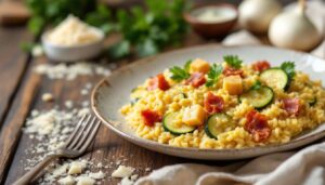 Risotto zucchine e pancetta cremoso: il trucco della mantecatura che fa la differenza