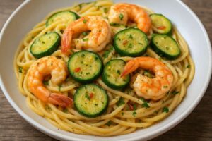 Pasta zucchine e gamberoni: cremosa senza panna e pronta in 20 minuti