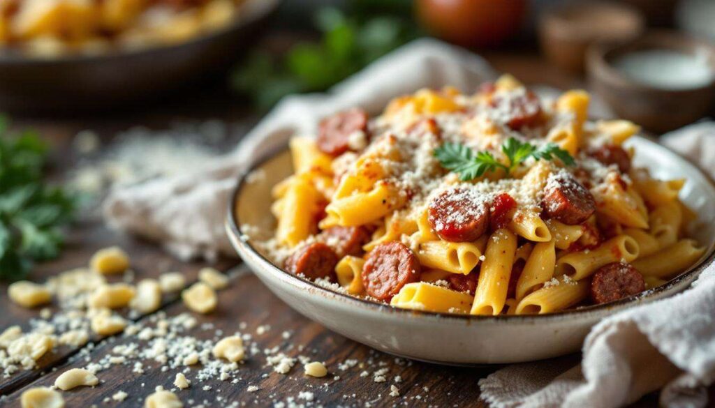 Pasta al forno con salsiccia e besciamella: cremosa dentro, croccante sopra