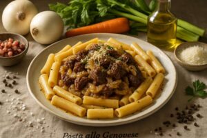 Pasta alla Genovese fatta in casa: la cottura lenta che trasforma cipolle e manzo in crema