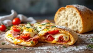 Pita ripiena in padella, la ricetta super filante con prosciutto e pomodoro